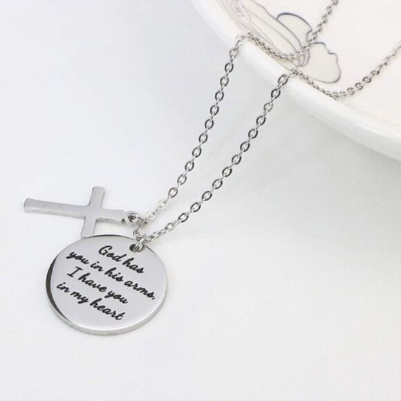 Cross Prayer Faith Bible Verse Religious Necklace - Picture 2 of 4
